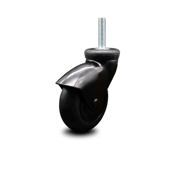 3 Inch Black Hooded Neoprene Rubber 12mm Threaded Stem Caster